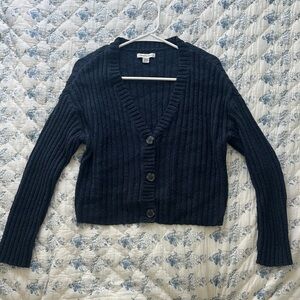 American Eagle Outfitters Dark Blue Ribbed Cardigan